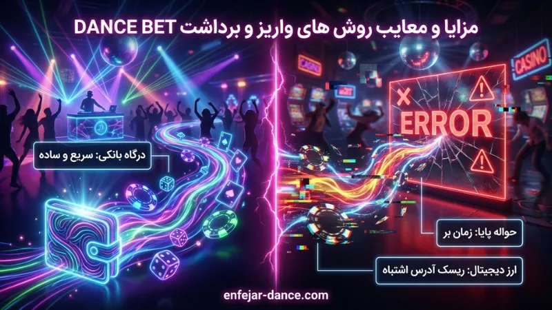 مزایا و معایب روش های واریز و برداشت DANCE BET